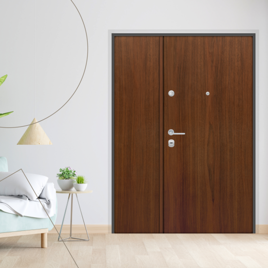 PORTA BLINDATA 2 ANTE ASIMMETRICA NOCE SCURO